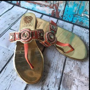 Vince Camuto coral gold flip flop sandals 8